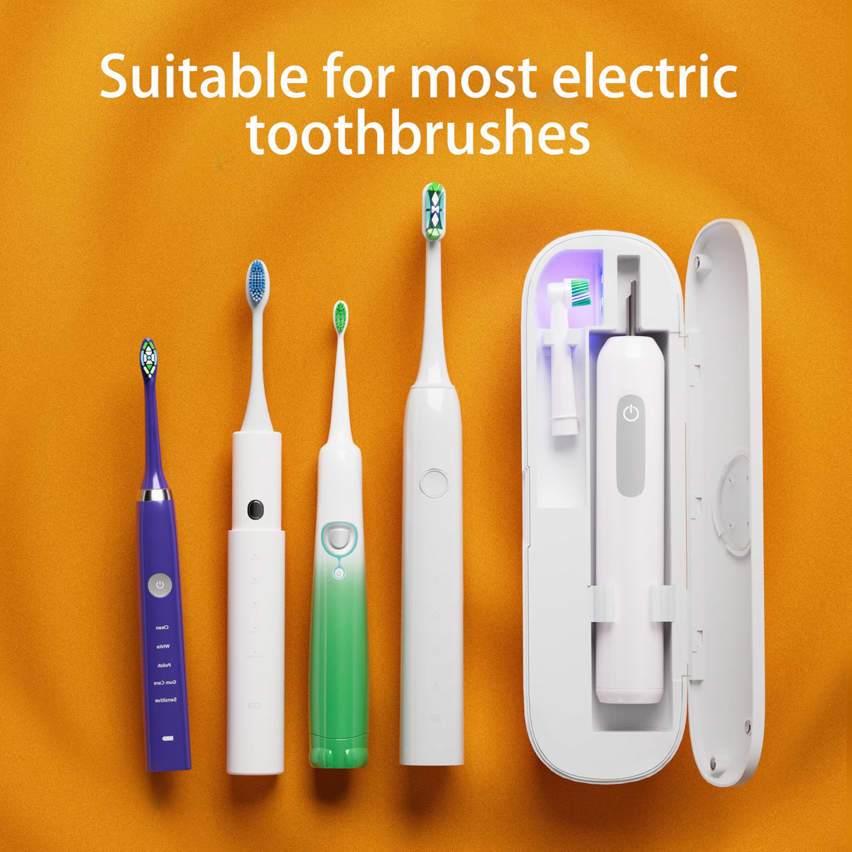 Toothbrush Sanitizer Portable Travel Case for Electric Toothbrushes (White)