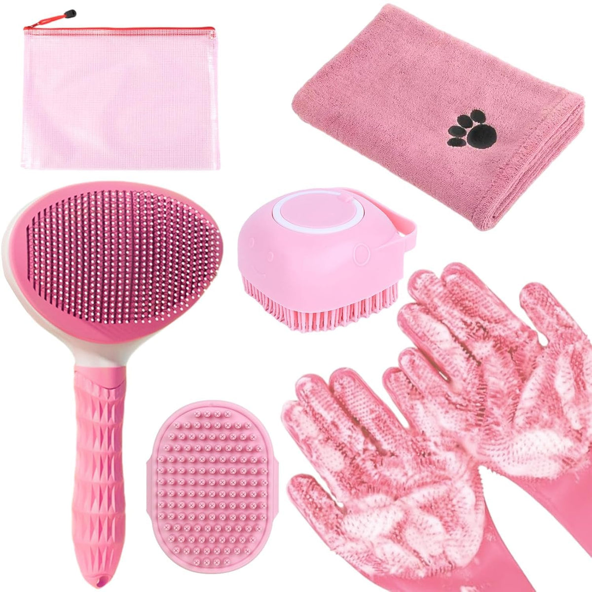 Bath Grooming Kit for Pets (6-Bath-Pink)