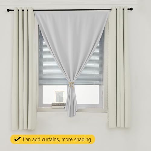Blackout Curtains for Bedroom Sticky Curtain Blackout Window Cover Self Adhesive Curtains Rod No Drillng (35"W x 71"L (Pack of 2) / Light Grey)