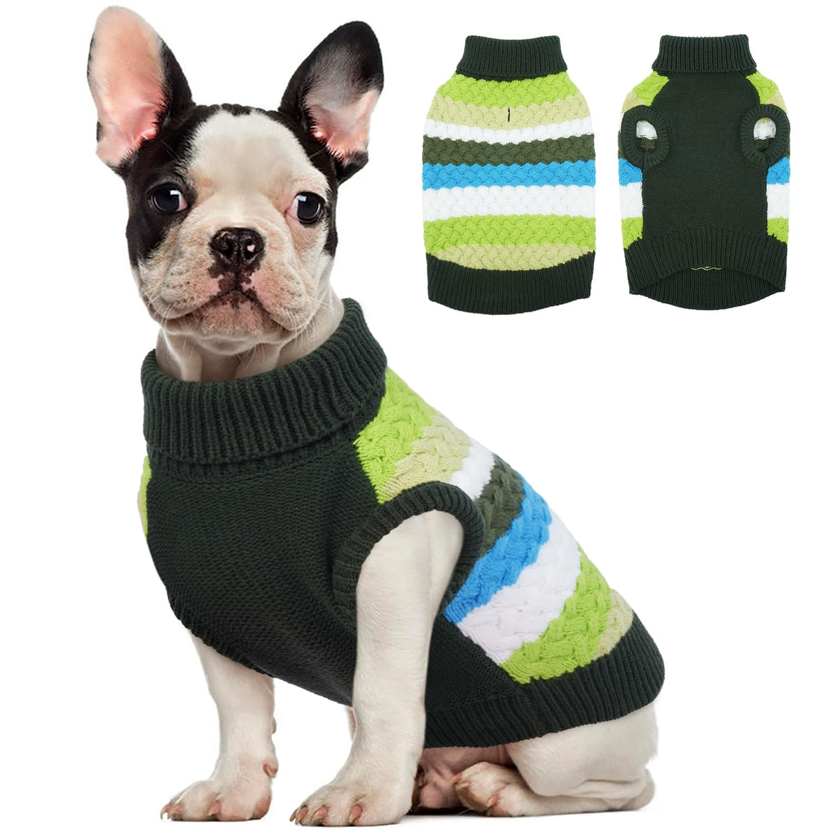 Dog Sweater Thermal Dog Sweaters for Medium Dogs Girl Boy (Medium (Chest: 15.7''; Weight: 9 - 13LB) / Green)