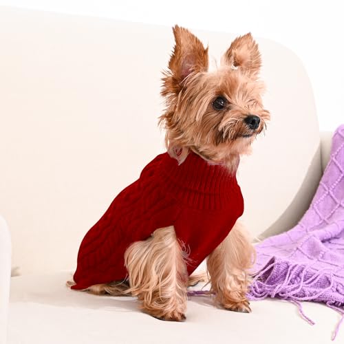 Dog Sweater 2 Pack for Small Dogs (Red & Green / Small)