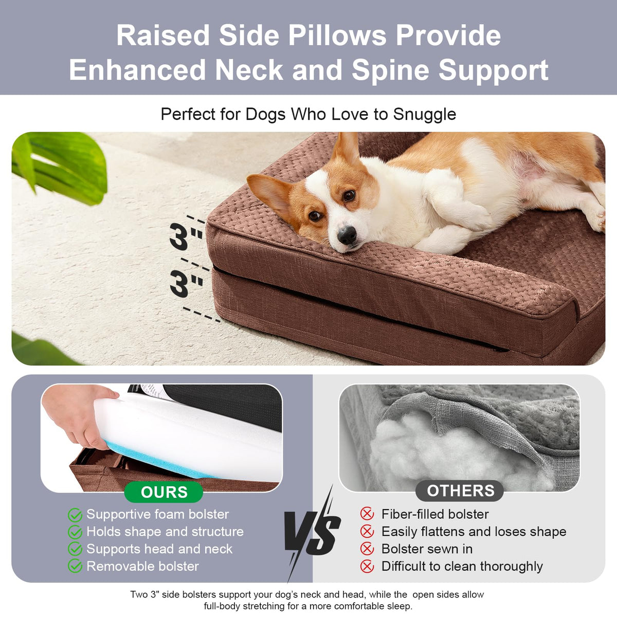 Waterproof Dog Bed for Small Dogs (Fluffy Style-Brown / M(35"x23"x3"))