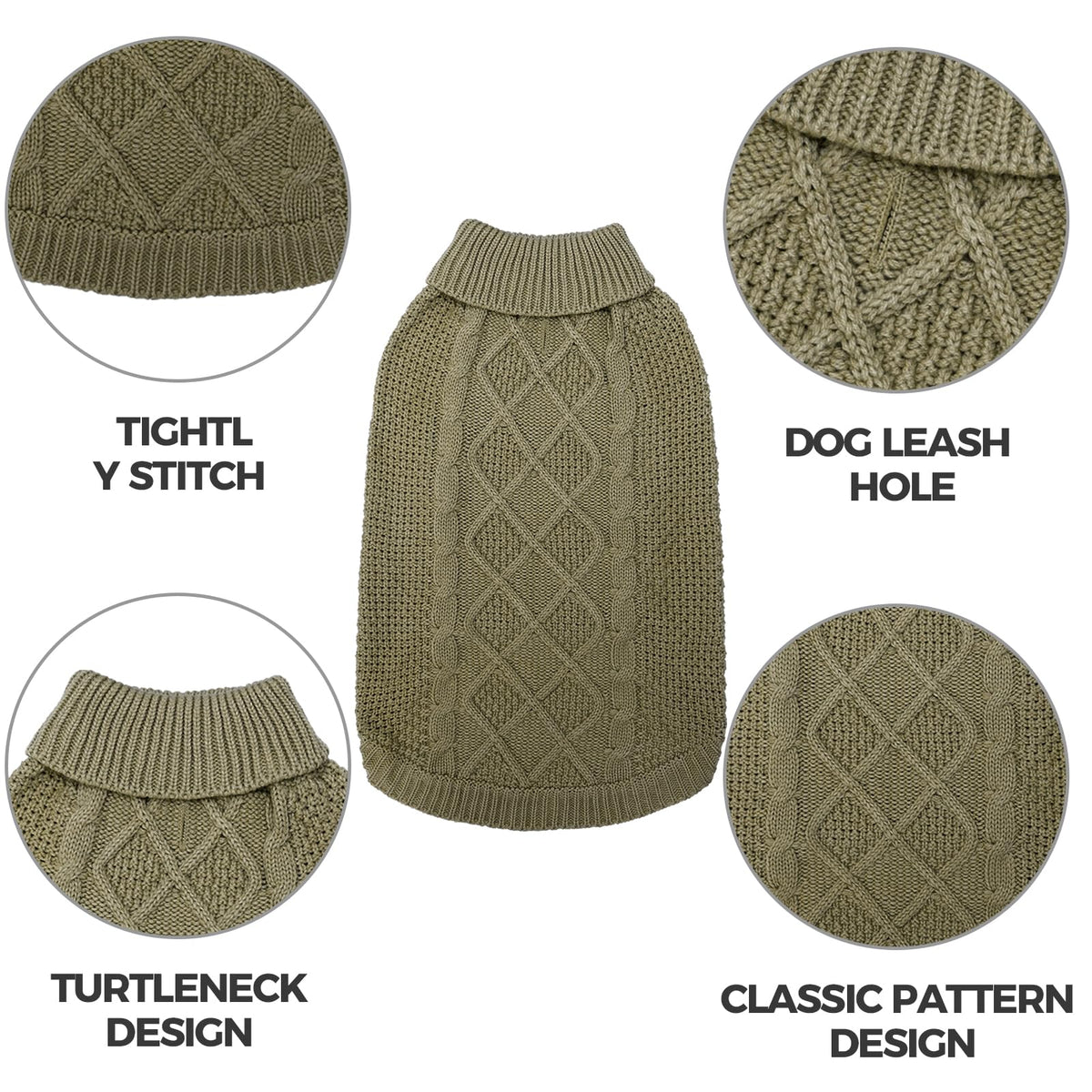 Turtleneck Dog Sweater (X-Small / Army Green)