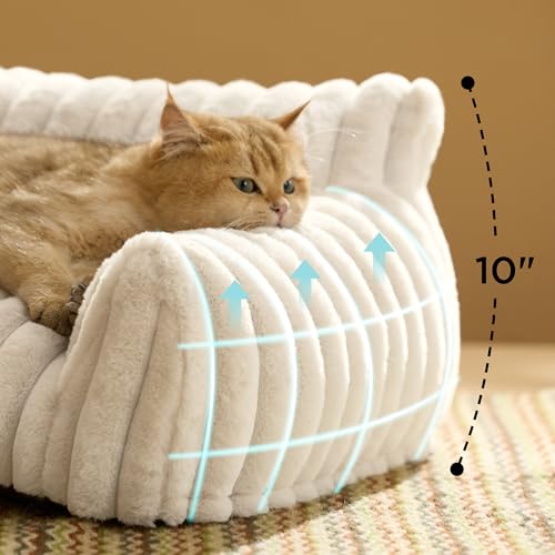 ComfyFleece® Shown on TV Fluffy Cute Cat Couch for Pets (24x18x10" / Cream)