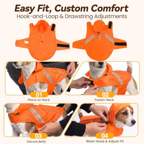 Dog Raincoat Wetoff Dog Rain Coat (Orange / XS (15"-18" chest girth))