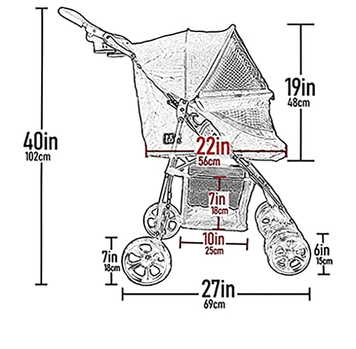No Zip Happy Trails Lite Pet Stroller (Cheetah Print)