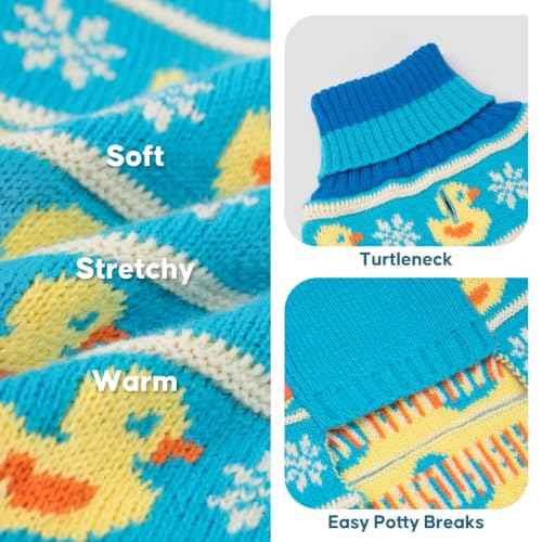 Dog Sweater for Small Dogs Turtleneck Thick Knit Pullover (Large (11-19lbs) / Duck)