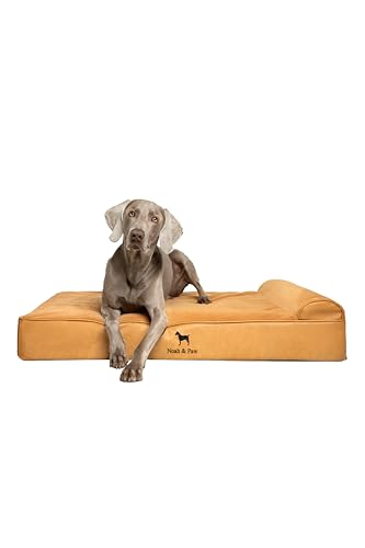 XL Dog Bed 45x35x9.1 Inch (Vegan Leather - Camel / X-Large)