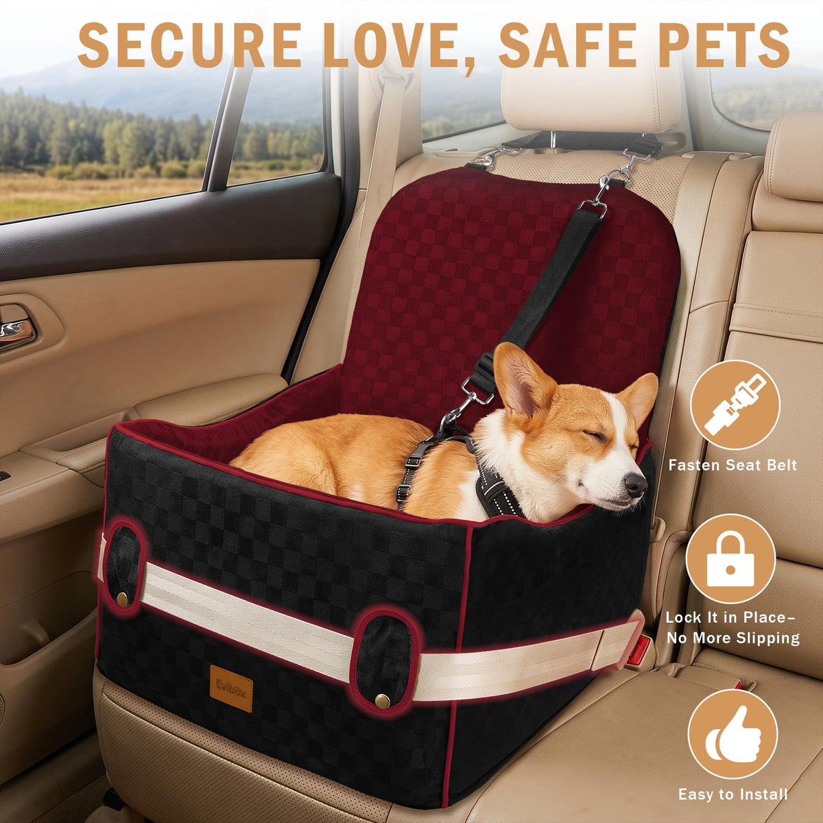Dog Booster Seat (Wine Red / Medium)