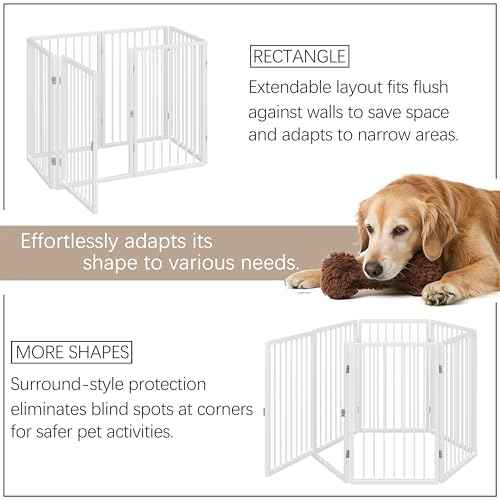 120" x 24" Foldable Freestanding Extra Wide Dog Gate with Door (White / 【6-Panel with Door】20W*24H)