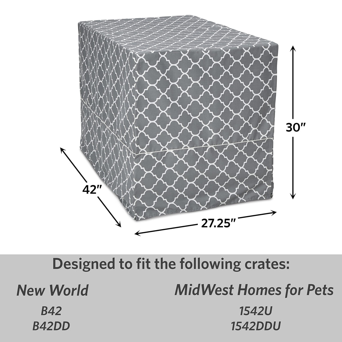 MidWest Homes for Pets Large Dog Crate Cover Featuring Teflon Fabric Protector (Designer Gray / 42 Inch)
