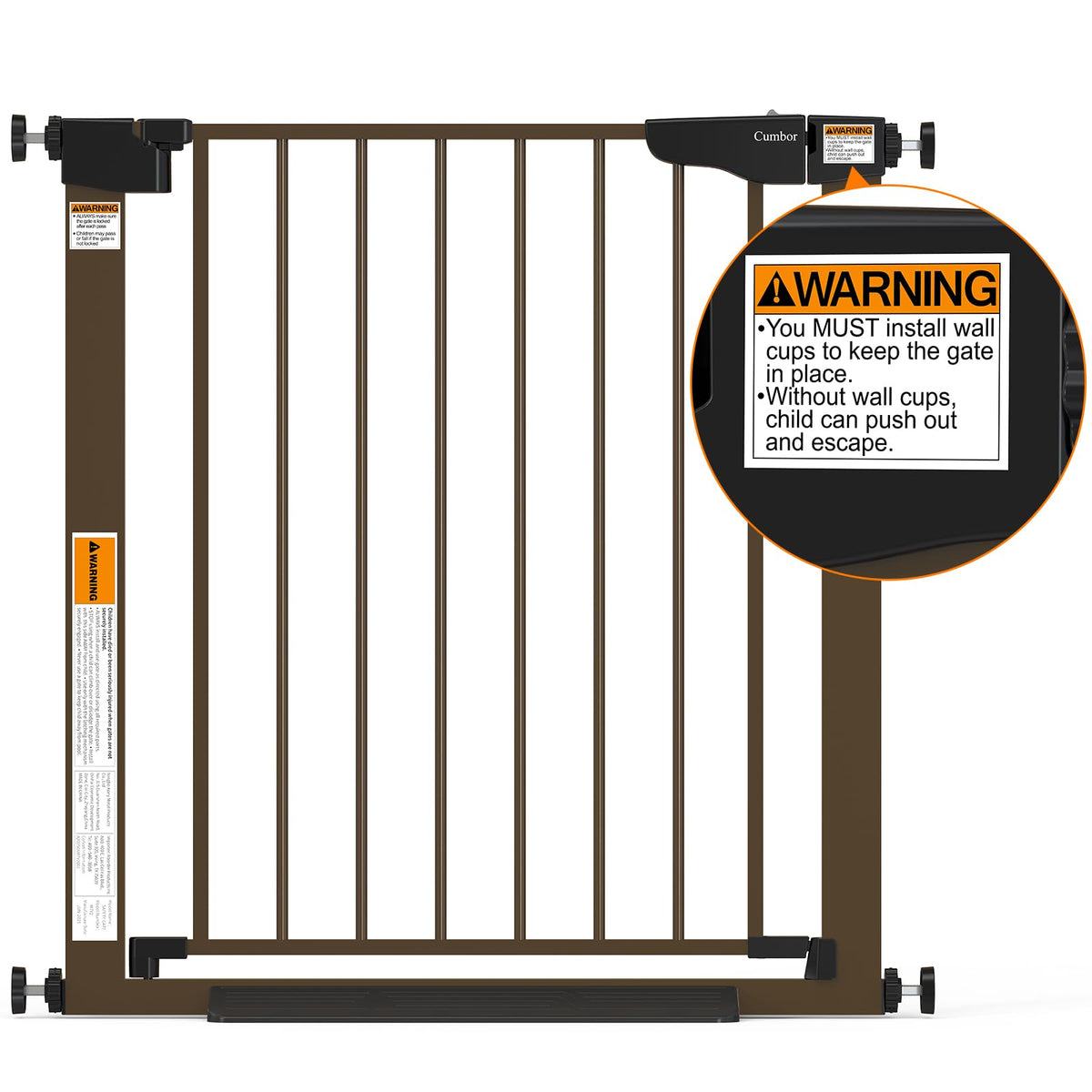 30 48 in Baby Gate for Stairs (Brown / 30-48"W x 30.5"H)