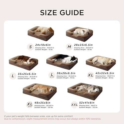 Orthopedic XXL Dog Bed Extra Large Washable Original Design (Brown / 52"l X 41"w X 8"th)