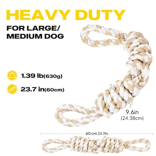 Dog Rope Toys for Aggressive Chewers (White-2 handles / Large)