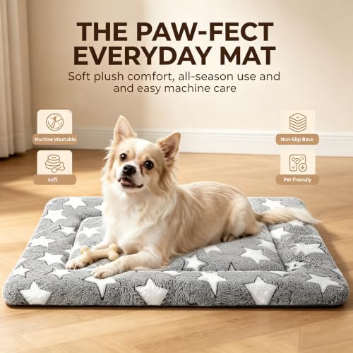 Dog Bed Mat Soft & Comfortable Dog Kennel Pad for Crate (M(30"*20"*1.5") / Gray-1pc)