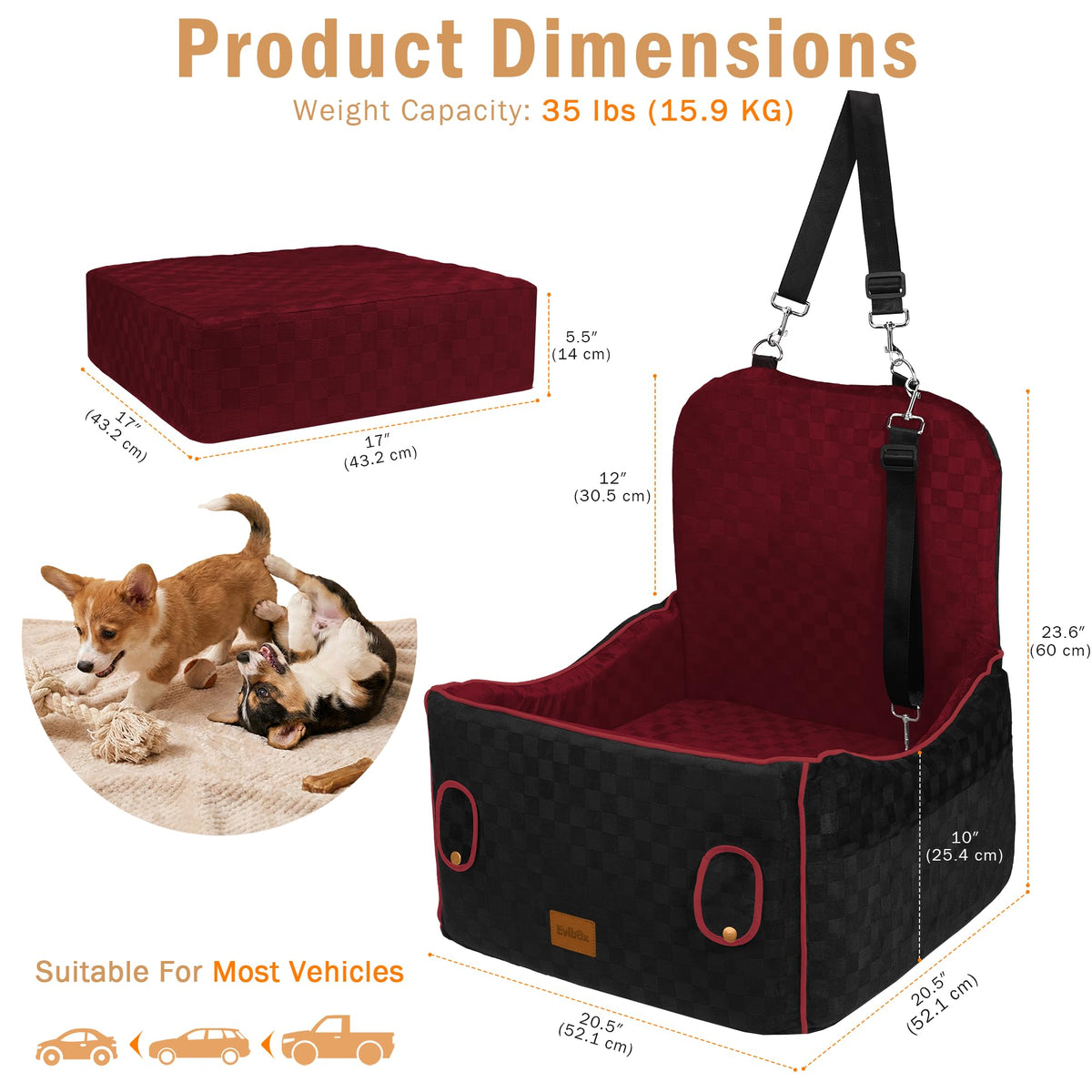 Dog Booster Seat (Wine Red / Medium)