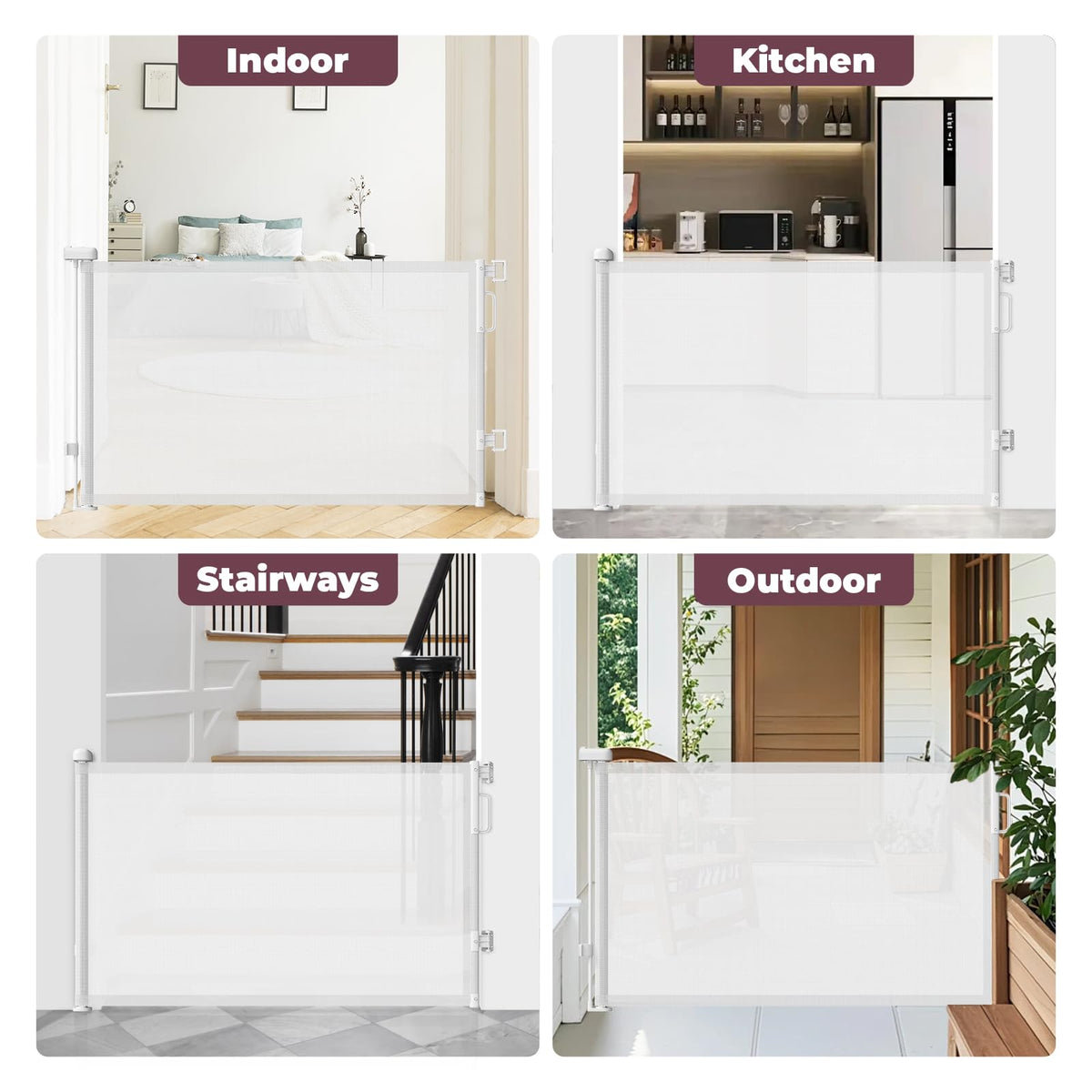 Retractable Baby Gate for Stairs & Doorways (White / 34" Tall x 55" Wide)