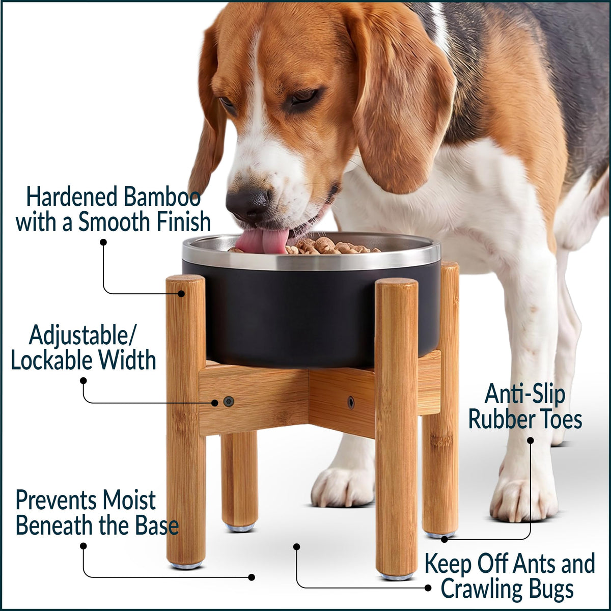 Dog Bowl Stand for Small (For Medium Dogs - 9 inch Height / Bamboo)