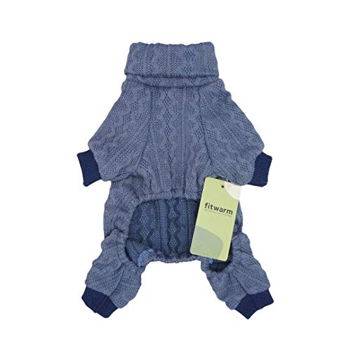 Turtleneck Knitted Dog Sweaters Winter Outfits Pet Coats Puppy Clothes Blue Extra Small (X-Small / Blue)