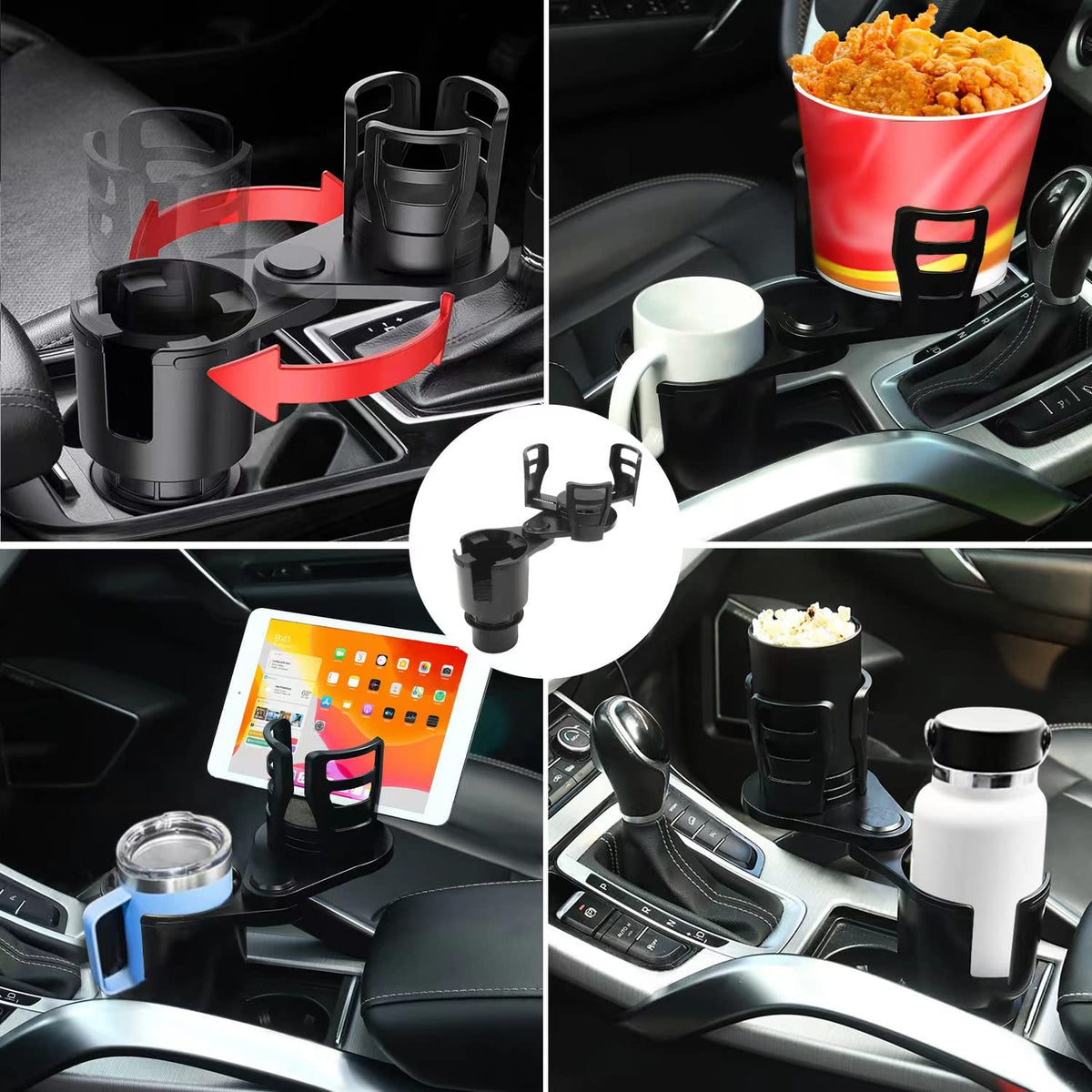Cup Holder Expander for car 2 in 1 Multifunctional Car Cup Holder Extender Adapter with Adjustable Base Compatible with Hydro Flask (L)