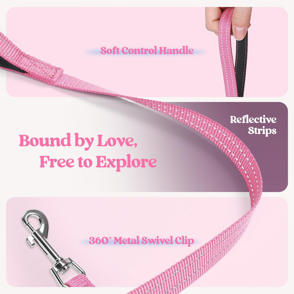 Dog Harness Medium Sized and Leash Set (Pink & Plaid Trim / L (chest: 18.2 - 20.5"))