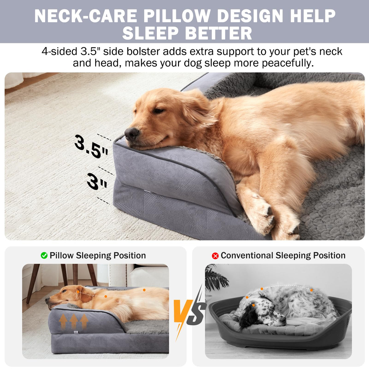Orthopedic Extra Large Dog Bed (Dark Grey / XXL (48"x 35"x 7.5"))