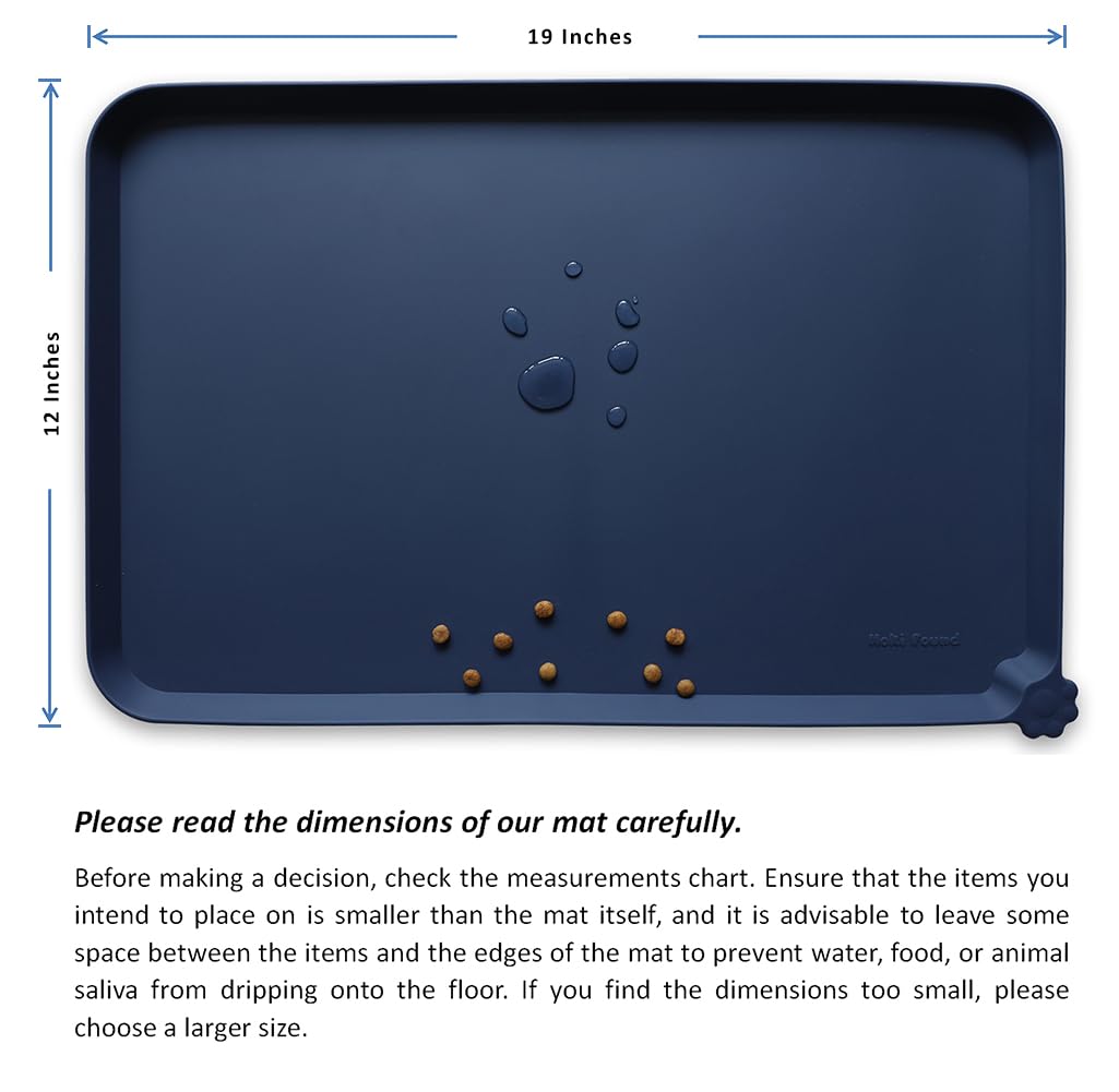 Silicone Pet Food Mats Tray (19" x 12" / French Navy)