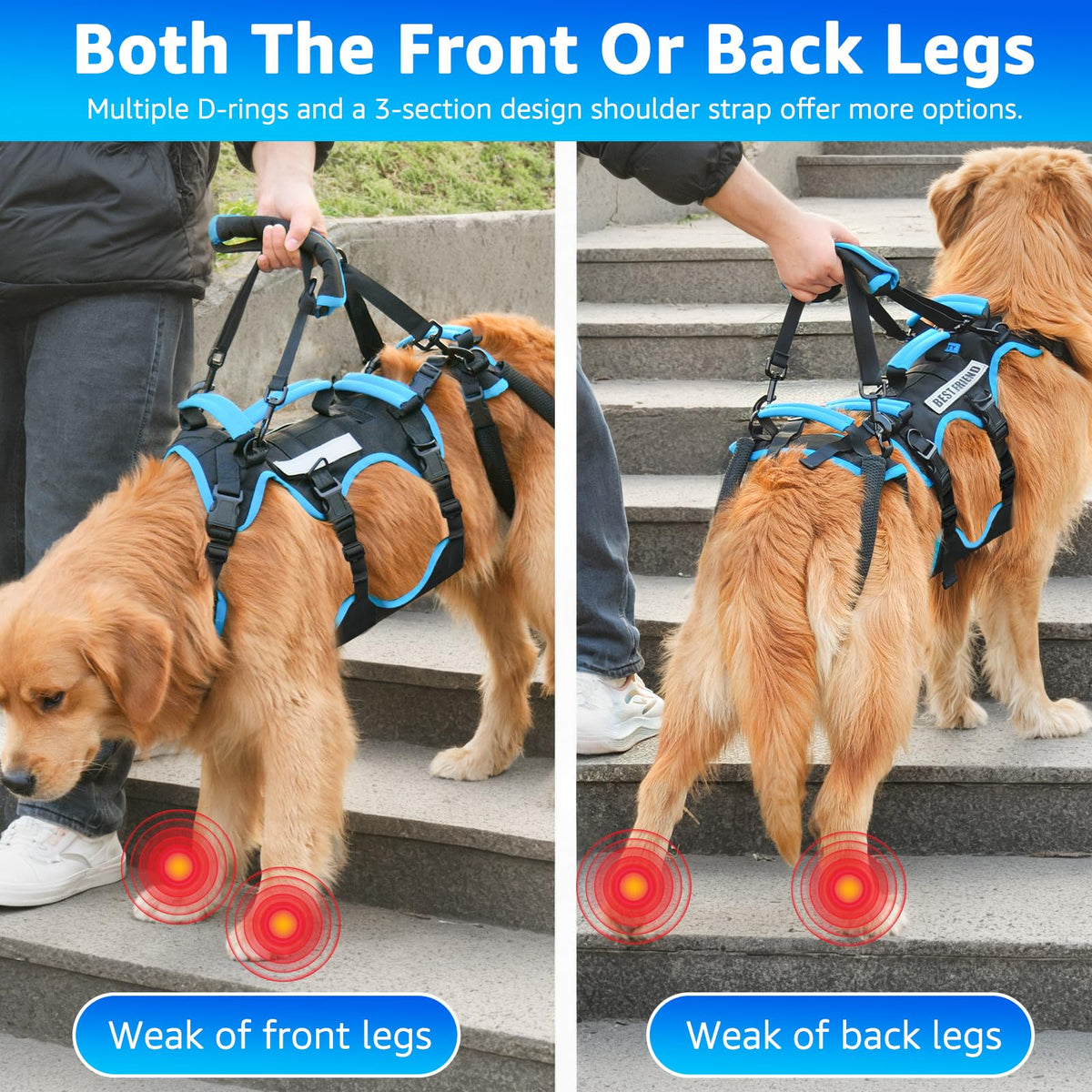 Dog Lift Harness for Large Male Dogs (X-Large / Black)