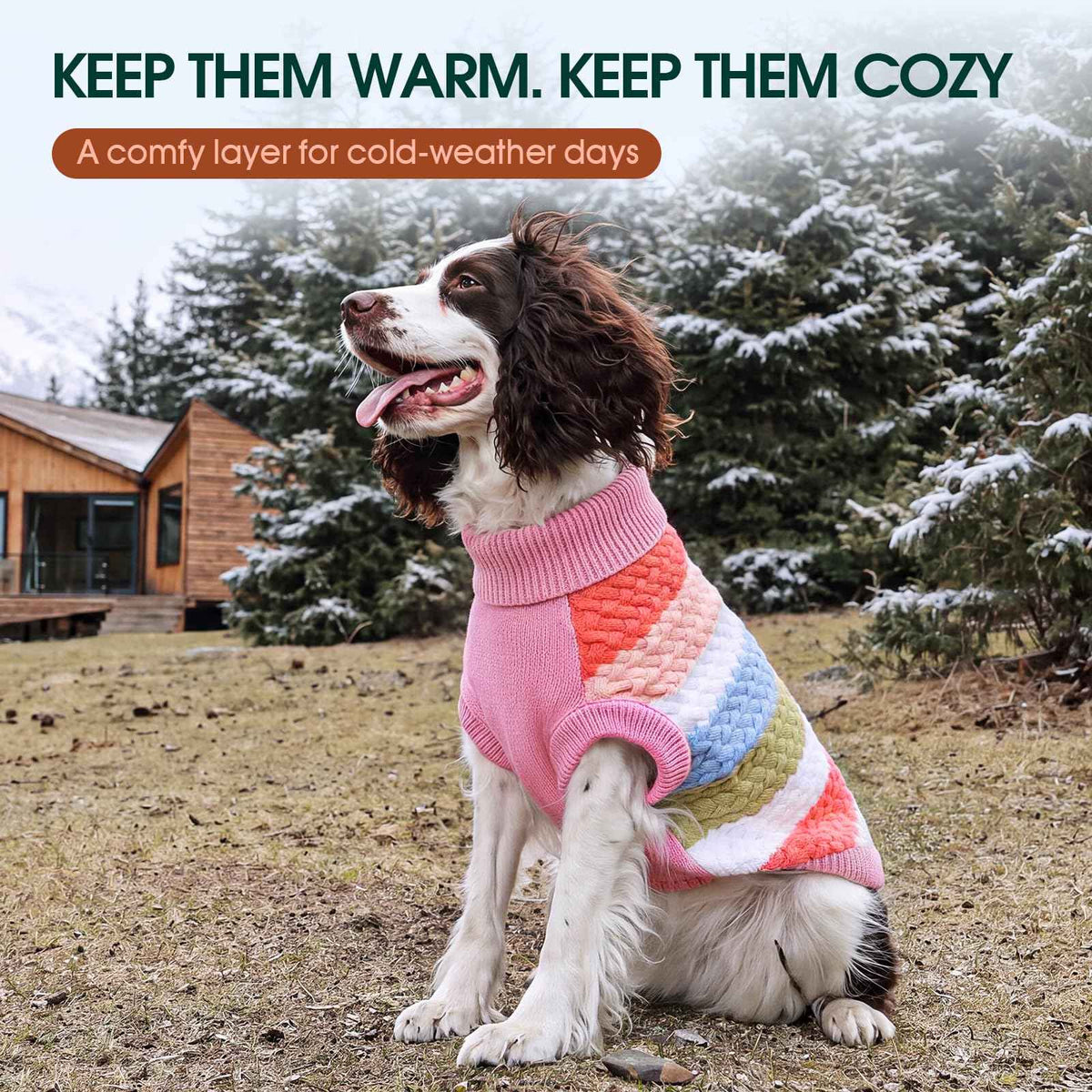 Dog Sweater Thermal Knit Winter Clothes for Large Dogs (XX-Large (Chest: 23.6''; Weight: 23 - 35LB) / Pink)