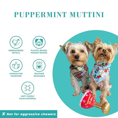 Puppermint Muttini Plush Dog Toy (Puppermint Muttini (Red, Gold))