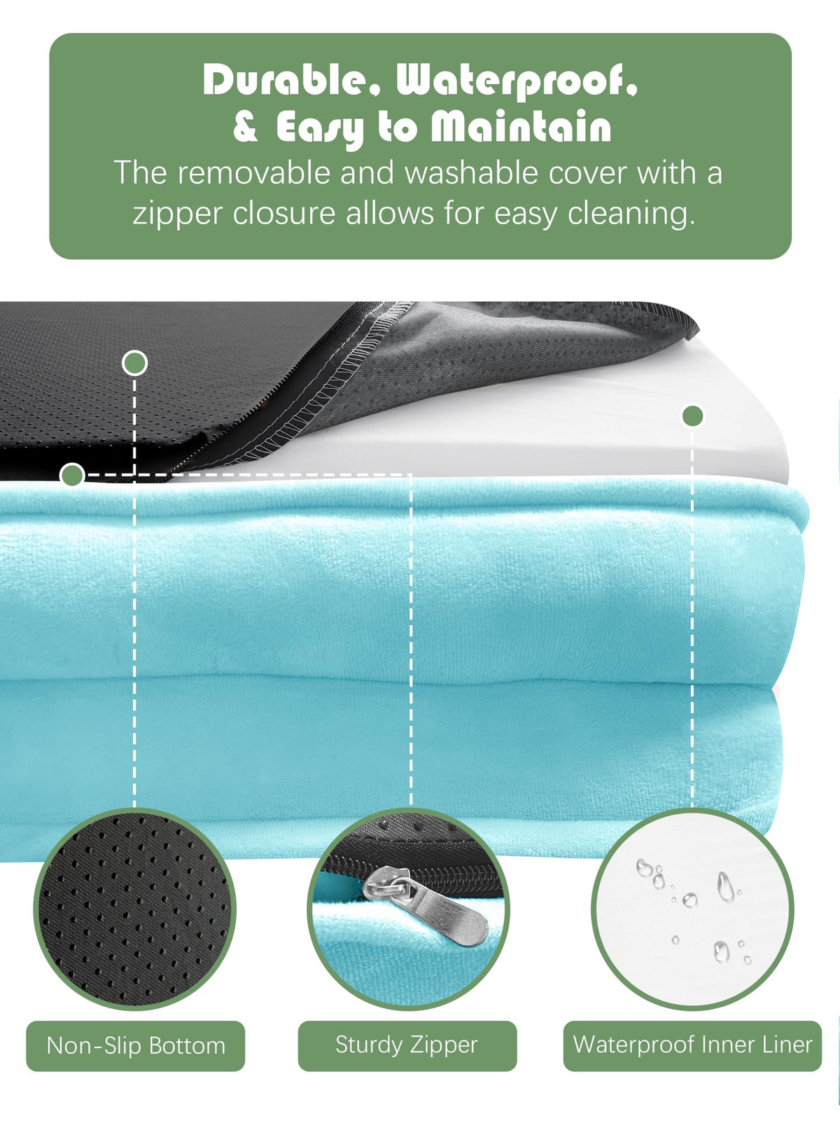 Orthopedic Dog Bed with Sides (48.0"L x 35.0"W x 8.0"Th / Ice Blue)