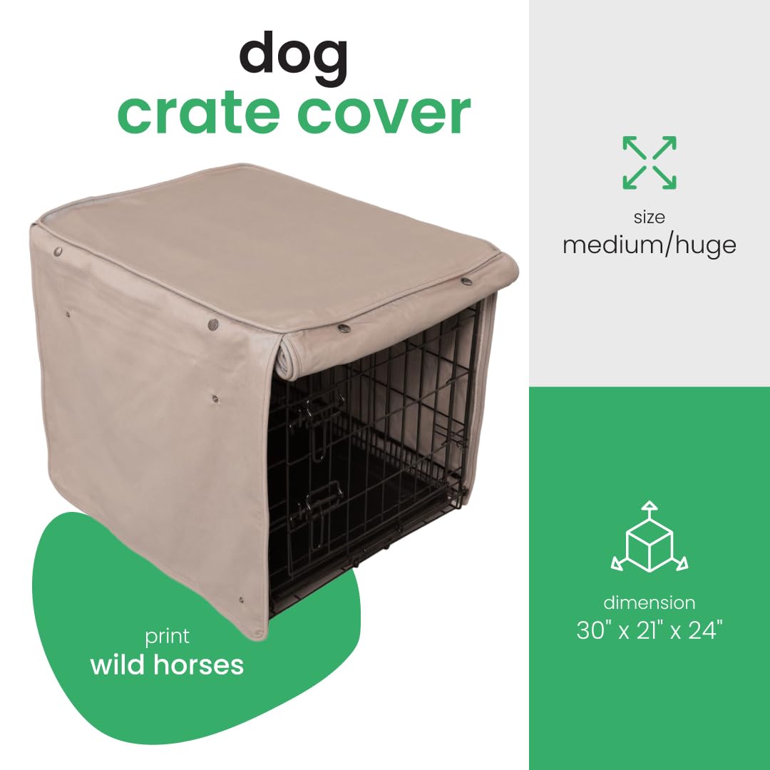 Tan Dog Crate Cover (Wild Horses / 30.0"L x 21.0"W x 24.0"H)
