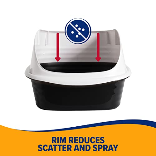 Rimmed Open Cat Litter Box (Pearl White/ Dark Gray / Standard)