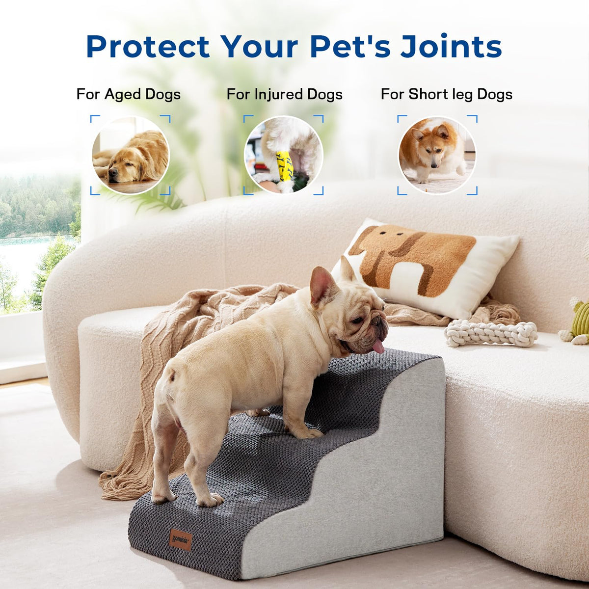 Dog Stairs Ramp for Bed 19.7" H