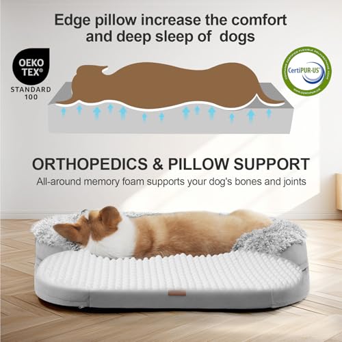3.7 inch Thickened Orthopedic Dog Beds for Medium Dogs (Grey / 36"Lx27.5"Wx7.1"H)