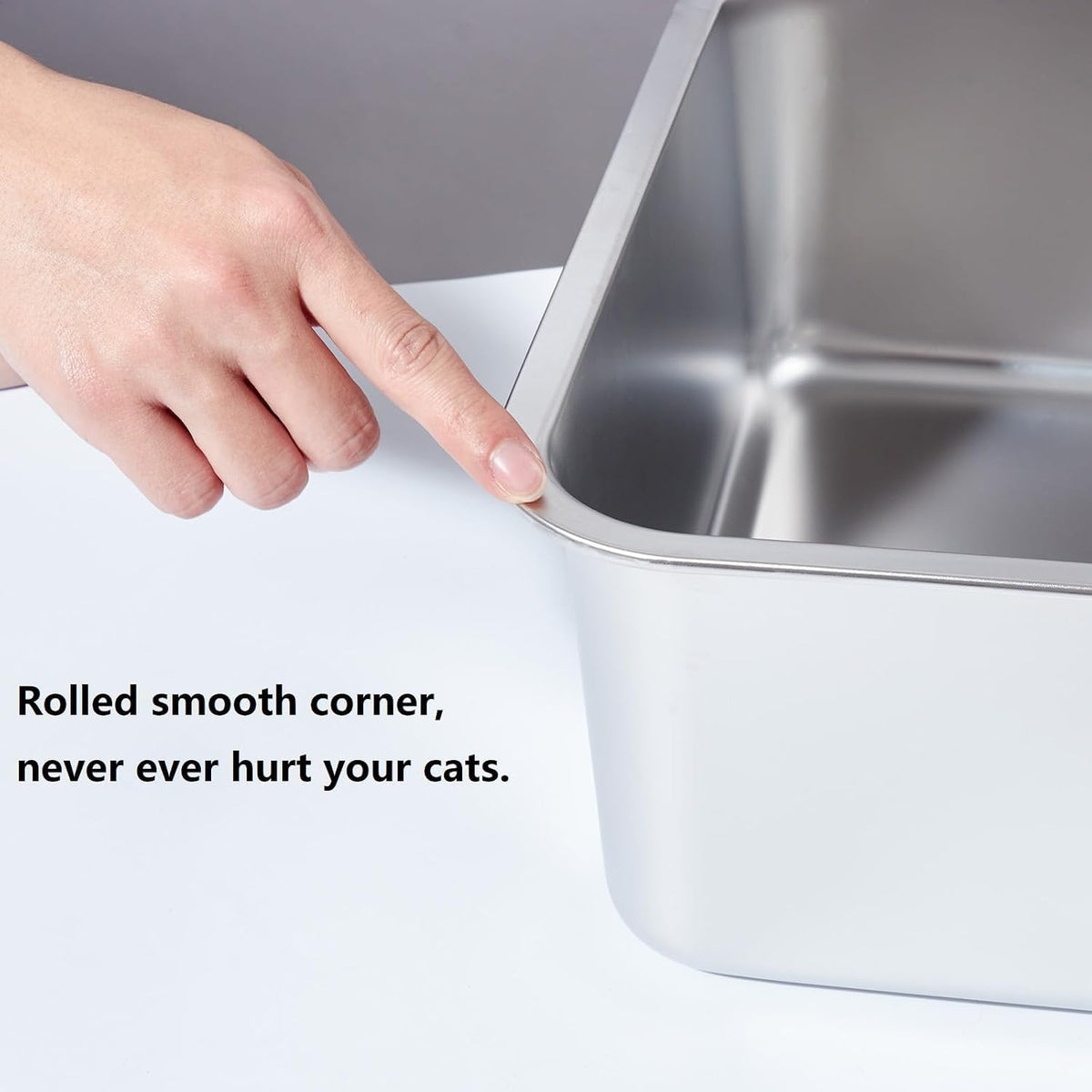 Stainless Steel Litter Box with Lid (23"×14.6"×10"Gray)