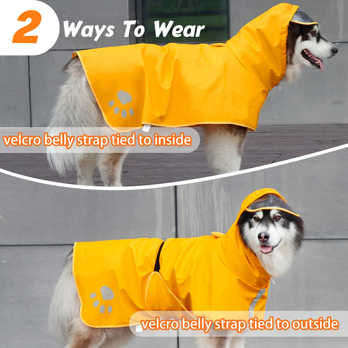 Dog Raincoat Hooded Slicker Poncho (Small / Yellow)
