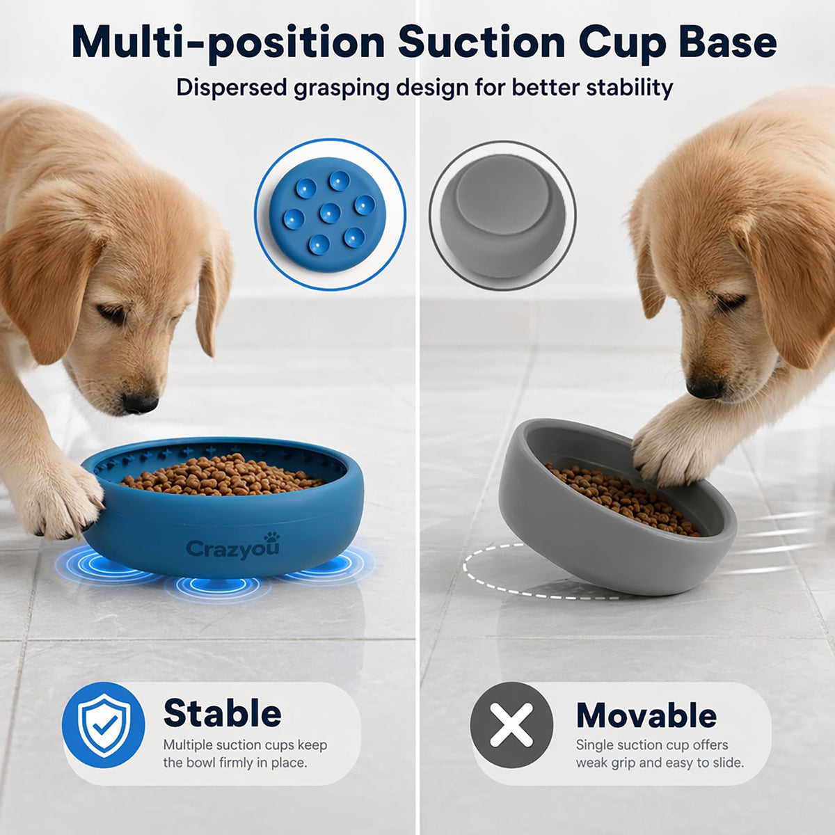 Silicone Dog Lick Bowl with Bone Chew Toy (Small)