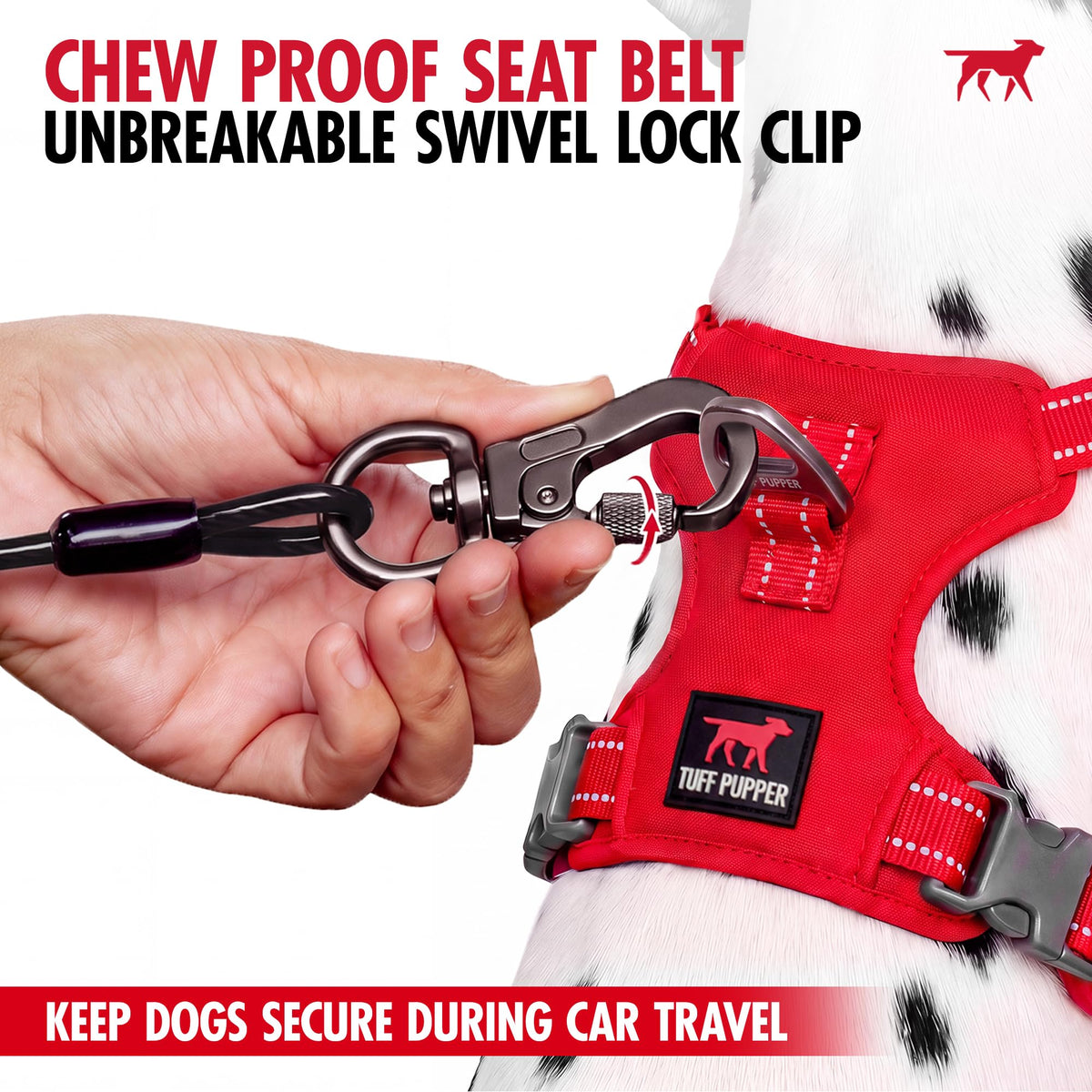 Chew Proof Steel Dog Seat Belt for Cars (Black / Chew Proof LATCH Bar Attachment)