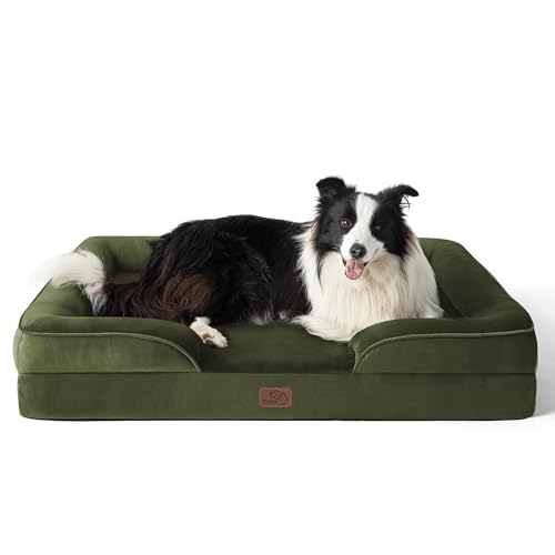 Orthopedic Dog Beds Large Sized Dog Washable Original Design (Moss Green / 35"l X 25"w X 6.5"th)