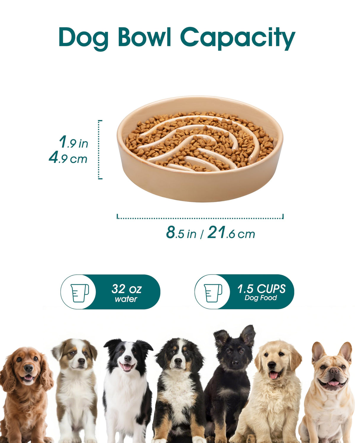 Slow Feeder Dog Bowl (Brown / 1.5 Cups)