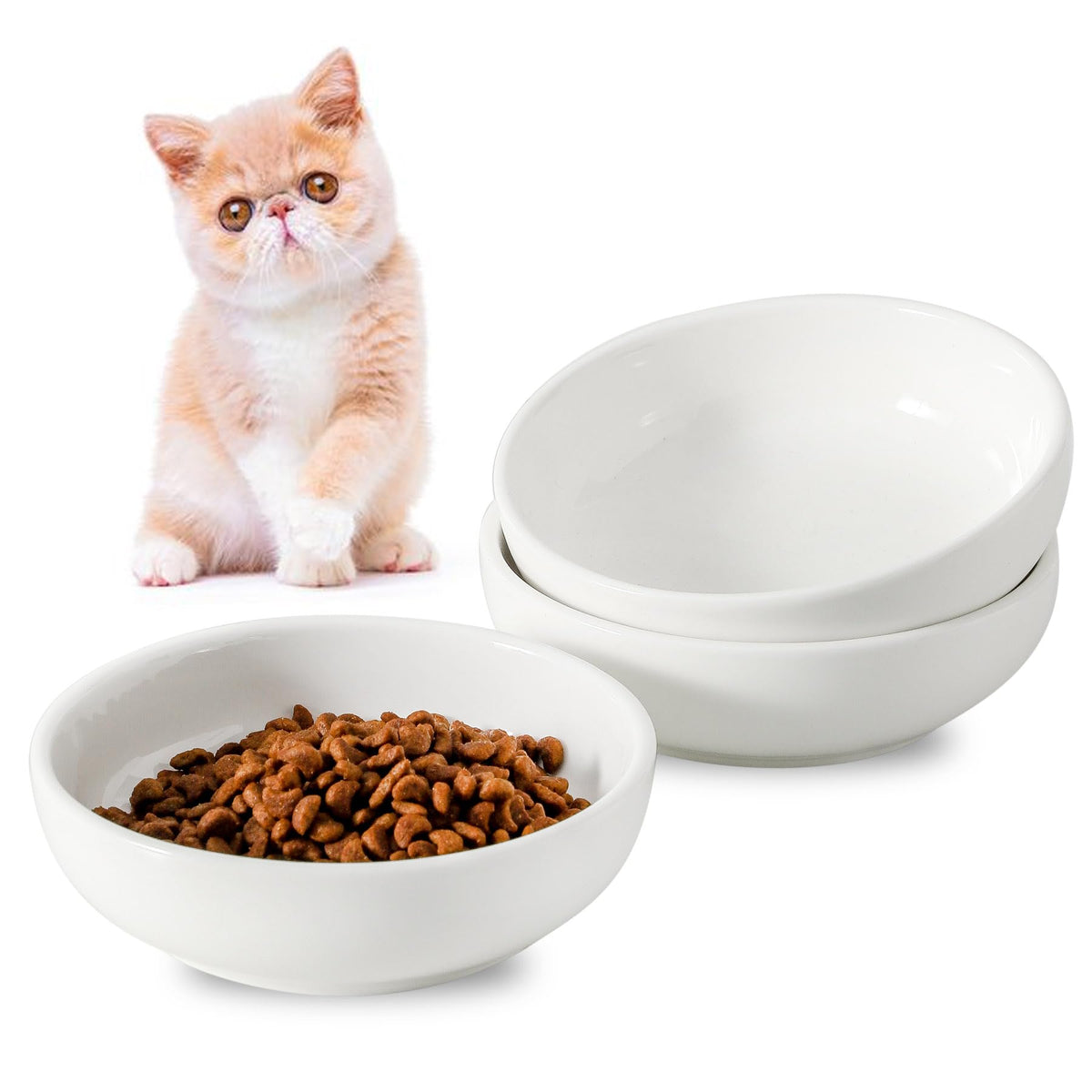 5.3 in Ceramic Cat Dishes (white)