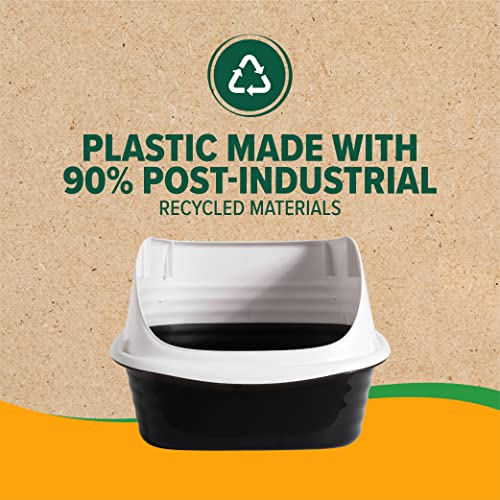 Rimmed Open Cat Litter Box (Pearl White/ Dark Gray / Standard)