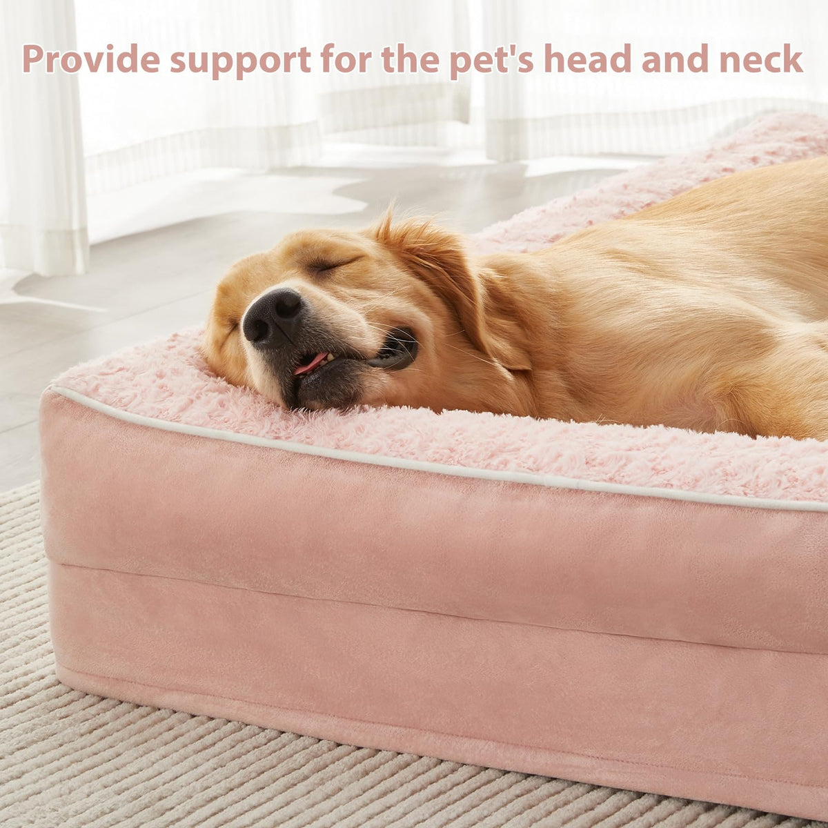 Orthopedic Washable Dog Bed (Pink / 30.0"l x 20.0"w x 6.5"th)