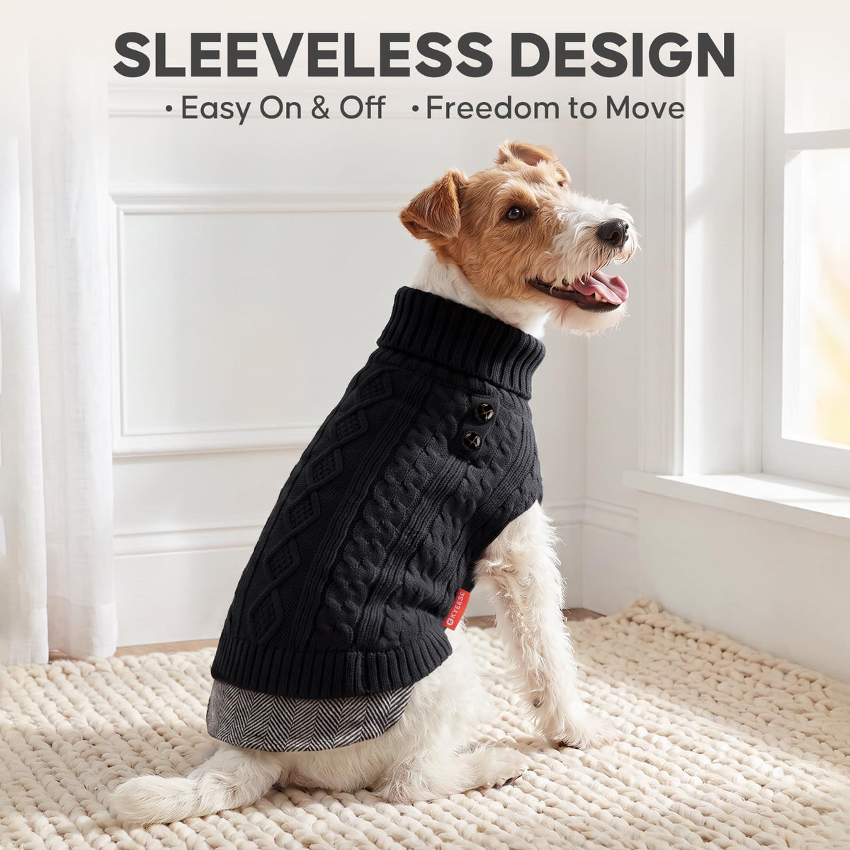Dog Sweater for Large Dogs Turtleneck Thick Knit Pullover (3XL (60-80lbs) / Black)