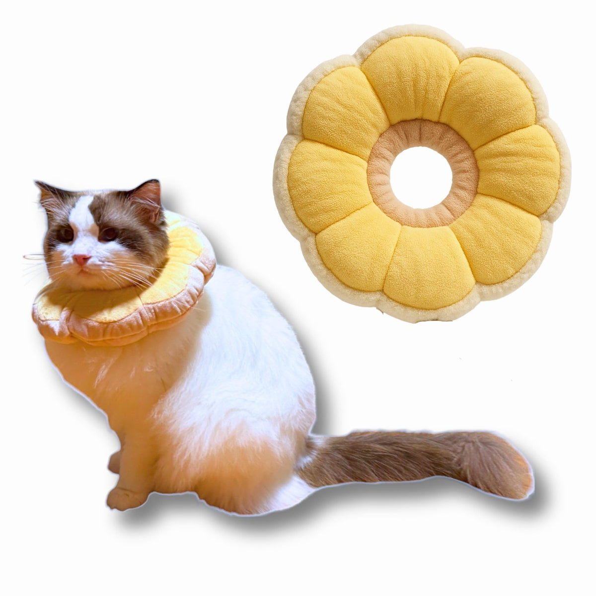 Adjustable Comfy Flower Style Elizabeth Collar for Cats Puppies Soft Recovery Cone Pet Protective Neck Collar (Yellow / Medium)