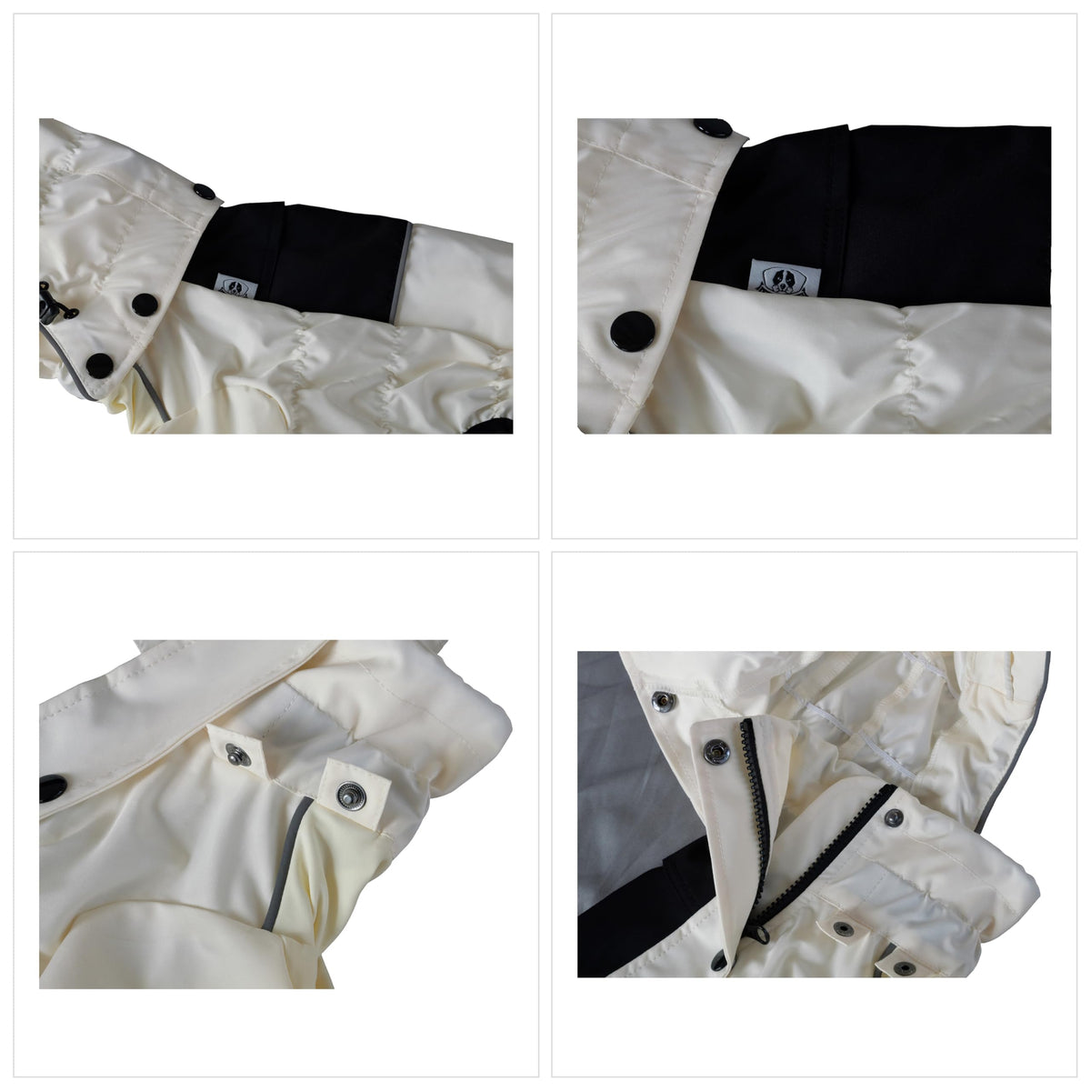 Waterproof Dog Raincoat with Removable Hood (Ivory / L (Back 16.5"))