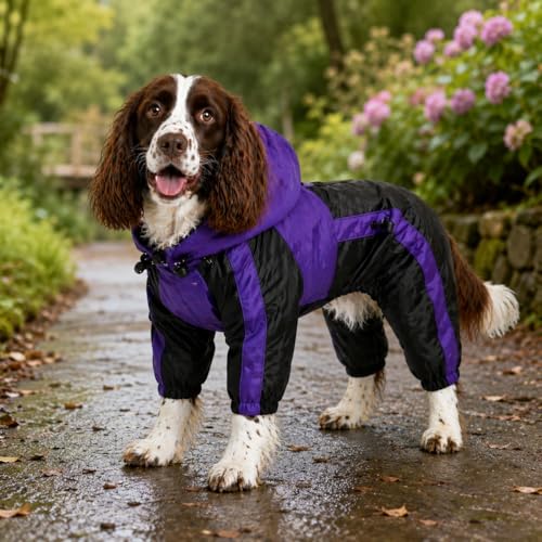 Welsh Corgi Dog Hooded Raincoat (D-M (for Dachshund/Corgi) / Purple)
