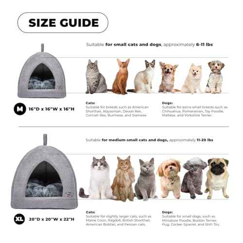 Cat Bed for Indoor Cat (Gray (Tent) / 20" x 20" x H:22")