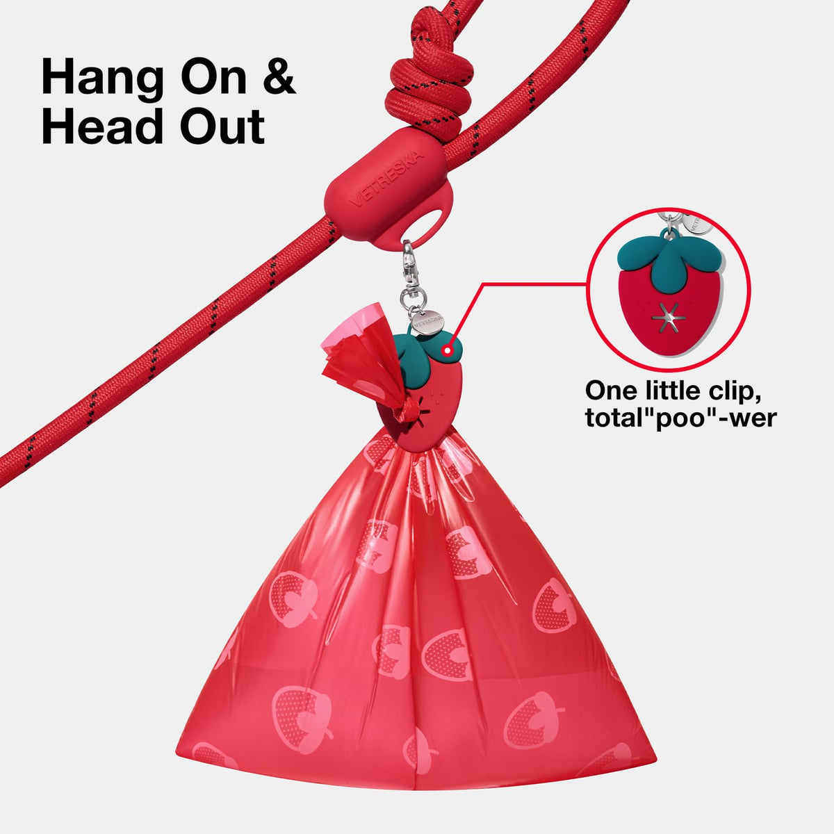 Hands Free Dog Leash (Strawberry Red)